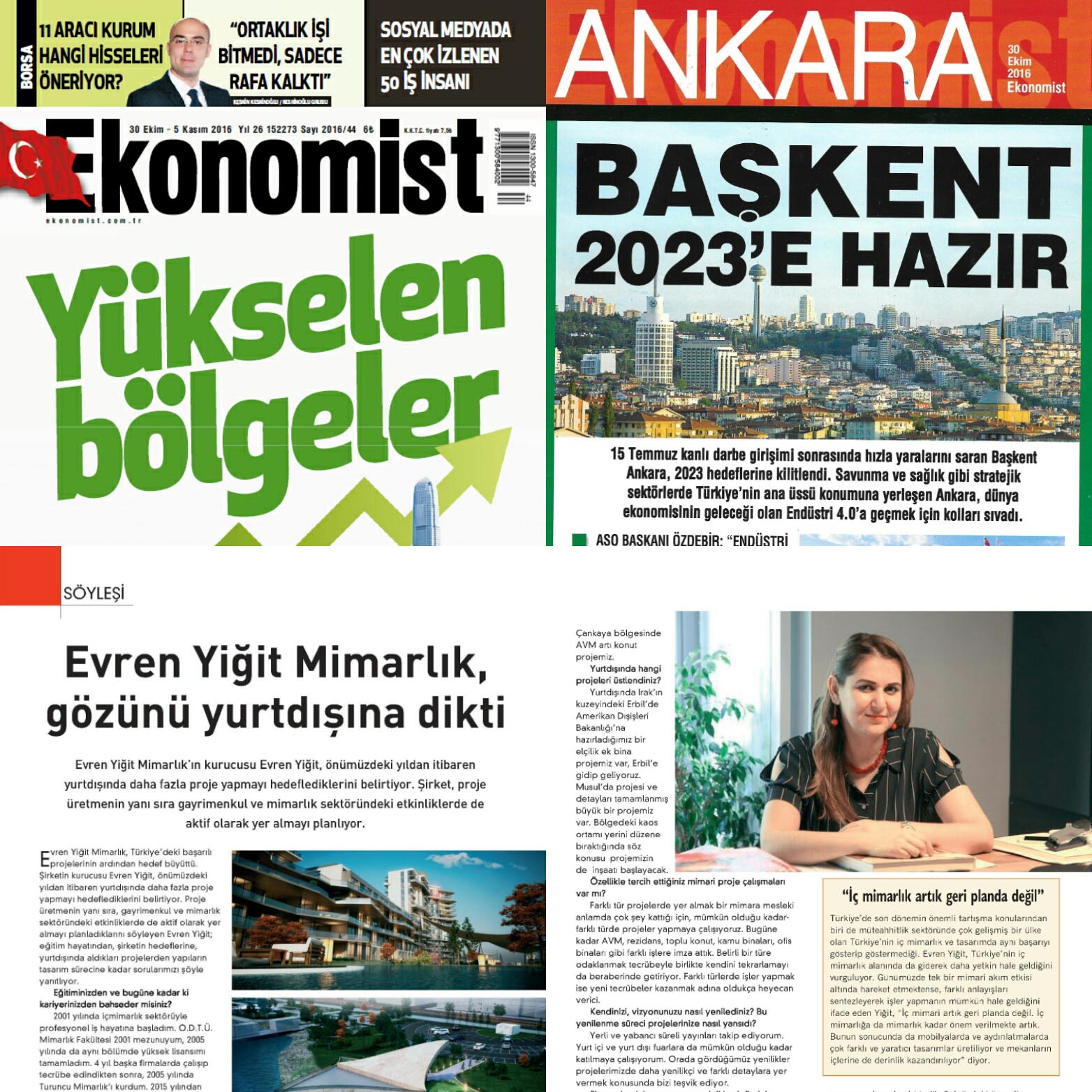 Evren Yiğit | Evren Yiğit Mimarlık Ekonomsit dergisinin 30 Ekim - 5 Kasım sayısında | Sıradışı Digital